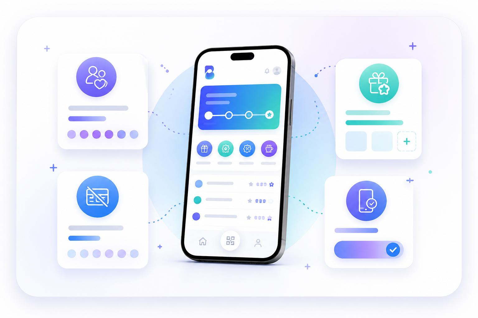 Bonuma App mit visuellen Vorteilen für Kundenbindung, Prämien und mobile Nutzung